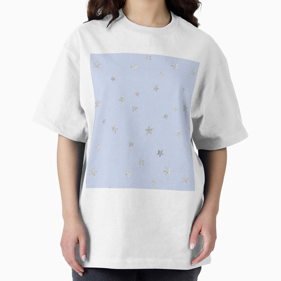 Pretty Y2K Glitter Stars Design in Baby Blue by Femme Pastel Collective