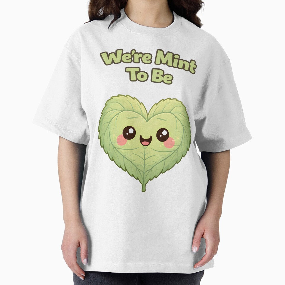Were Mint To Be Cute Mint Leaf Love Pun Cartoon Design. by The-T-In-Retro