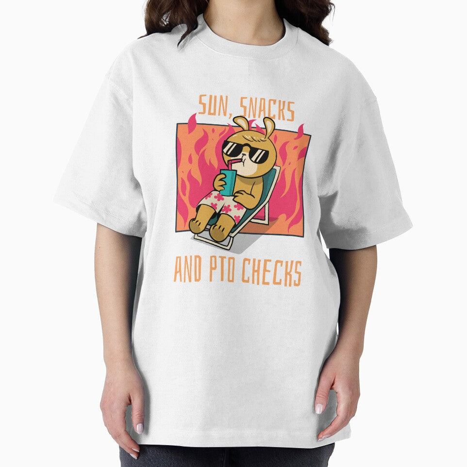 Sun,Snacks and PTO Checks T-Shirt by Echothreadz