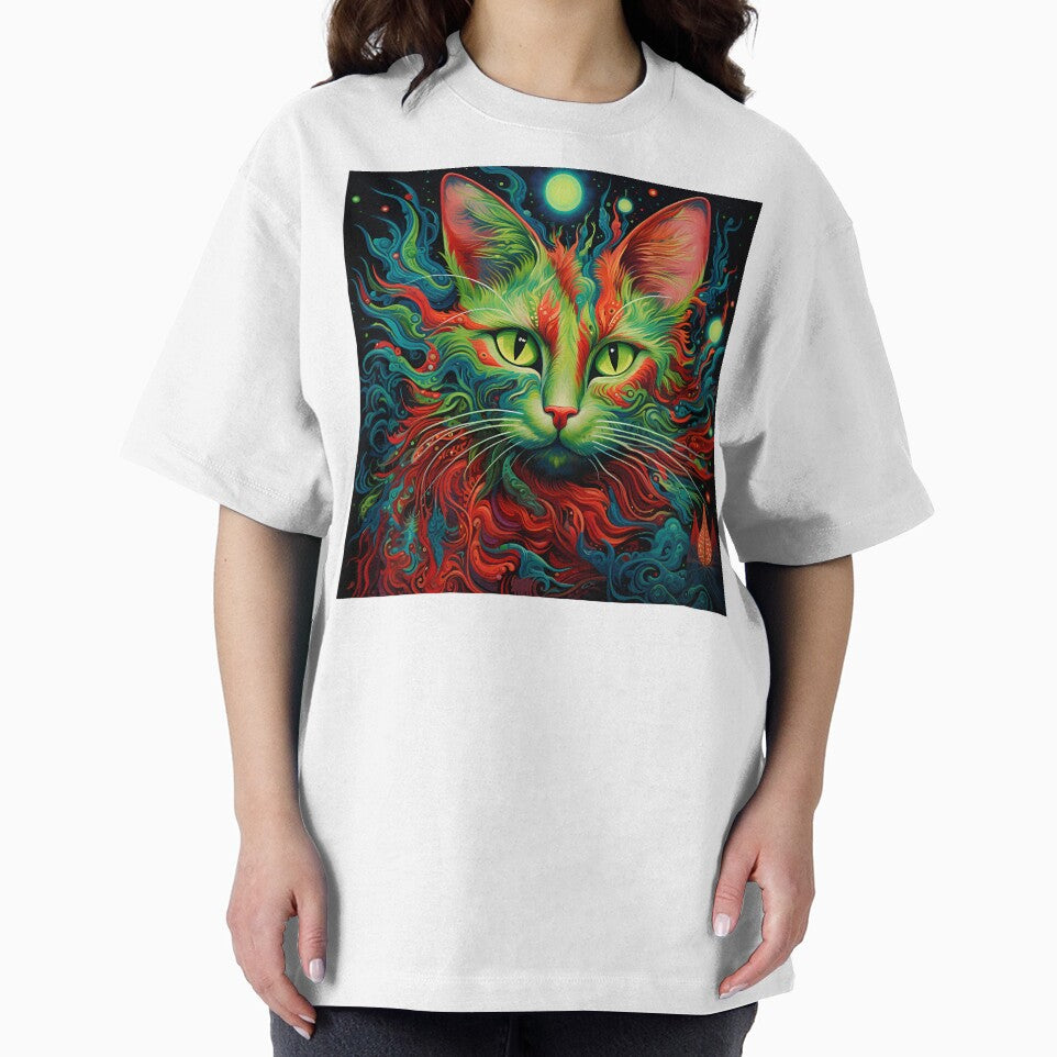 Trippy holiday cat print by dcrc
