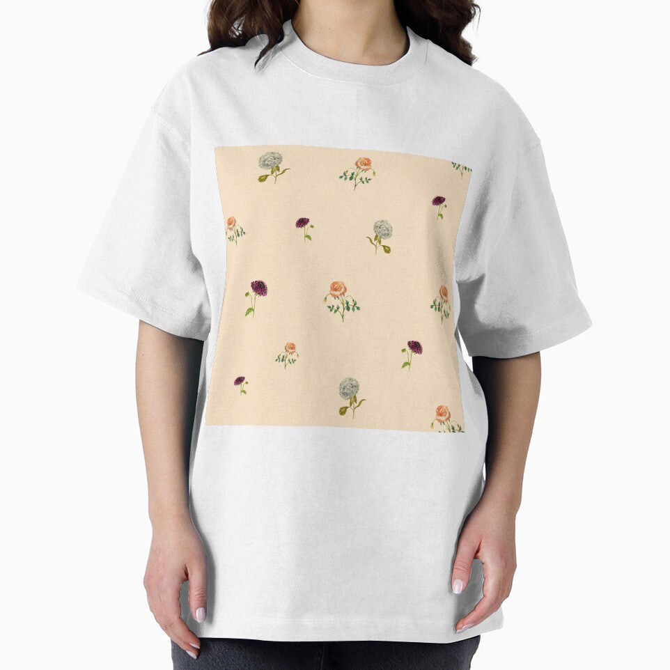 Dahlia hydrangea rose pattern cute a watercolor beige by Yana Mustafina | Boho Soulful Designs