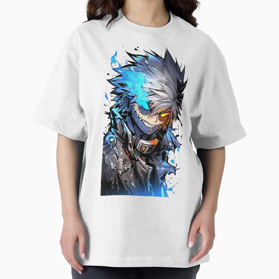 Blue Fire Anime Villain Aesthetic – Dark Manga Style Streetwear Design by Dyan4