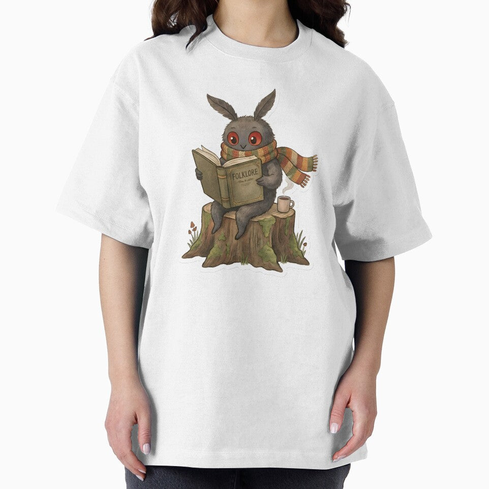 Cute Mothman Character Vintage Reading Cryptid Illustration Cozy Book Lover Aesthetic by StickyGuys