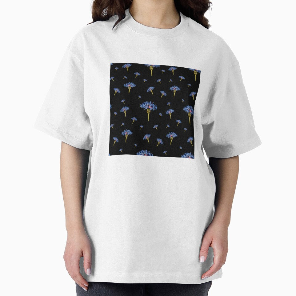 Flower blue violet pattern hand drawn watercolor black by Yana Mustafina | Boho Soulful Designs