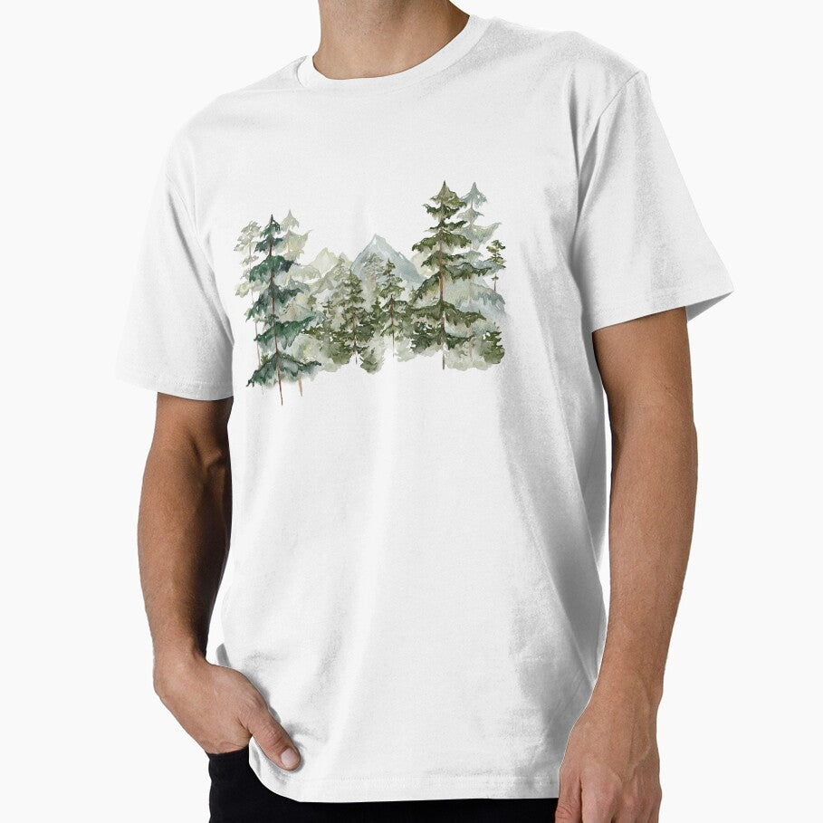 Watercolor Pine Forest and mountain Aesthetic Graphic by Nature Hues