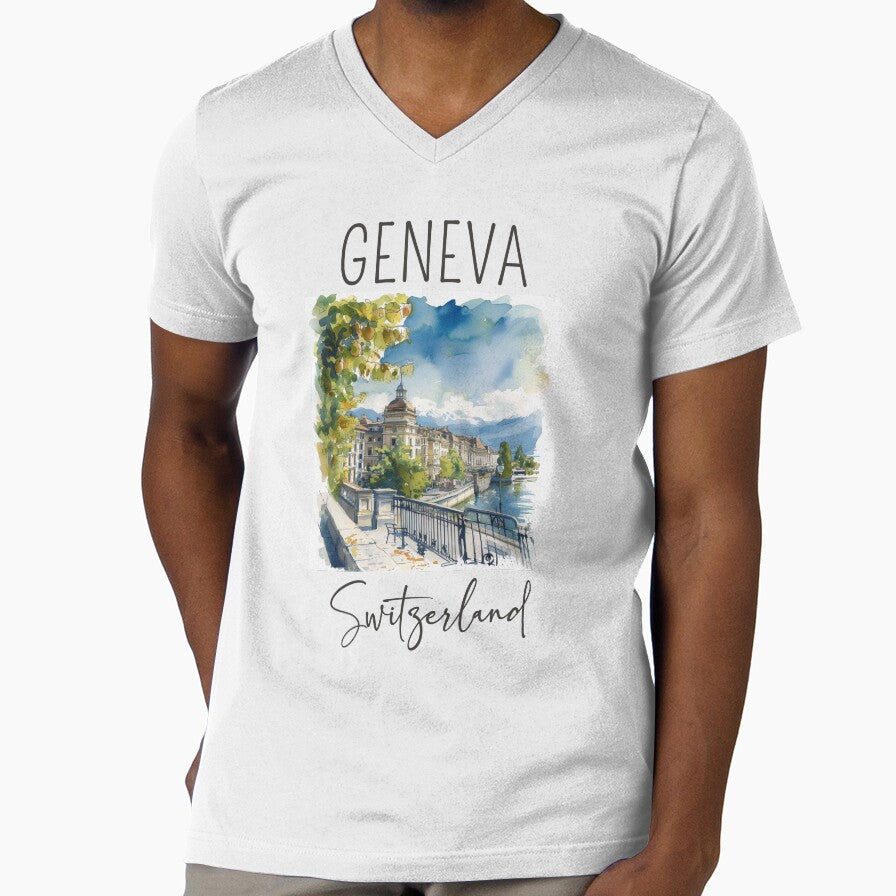 Watercolor Design of Geneva - Switzerland by Sketch-Shack