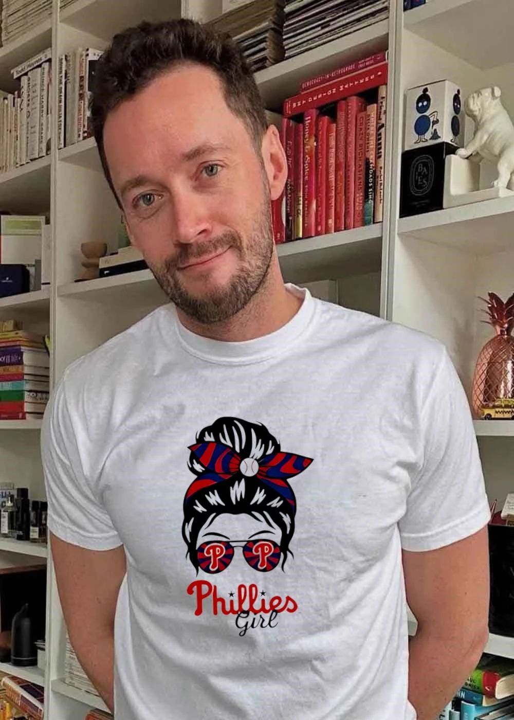 Philadelphia Phillies Girl Messy Bun Glasses shirt