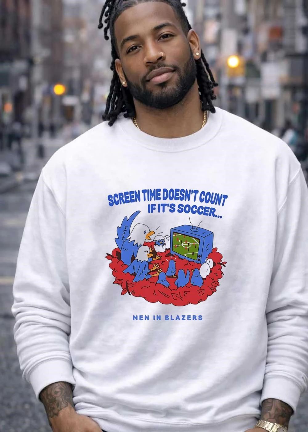 Men in Blazers Eagle Family Watching Soccer Screen Time Does Not Count T-Shirt