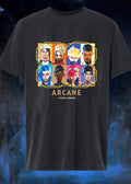 Arcane League of Legends Jinx Vi Piltover Zaun Hextech Characters Gold Frame 2026 Fan Gear Shirt