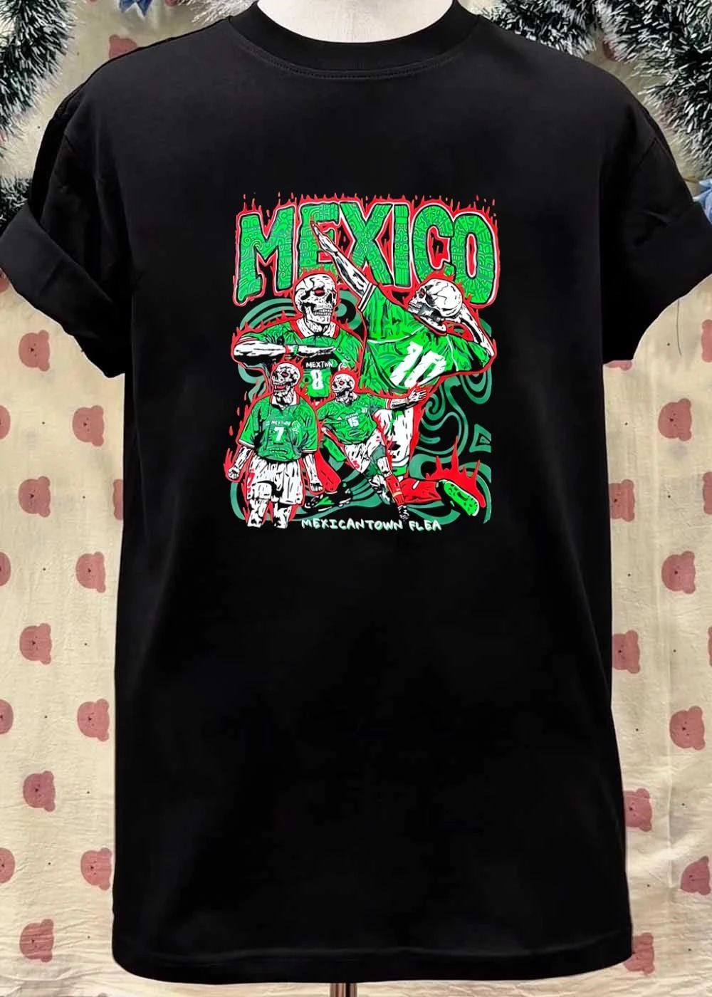 Mexicantown Flea Skeletons Playing Soccer Mexico 8 10 7 15 Mextwn T-Shirt