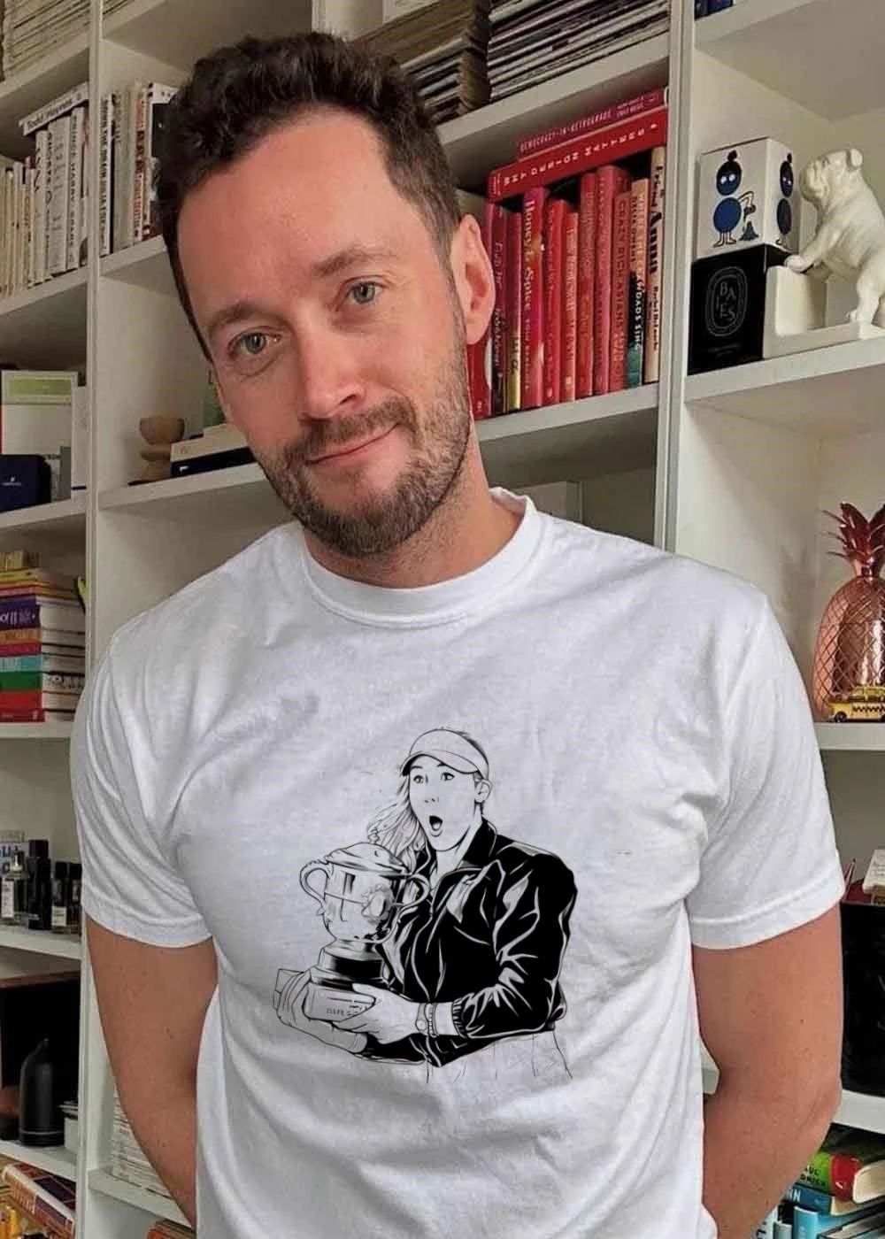 Tennis Champion Celebrating with Trophy Coupe Suzanne Lenglen T-Shirt