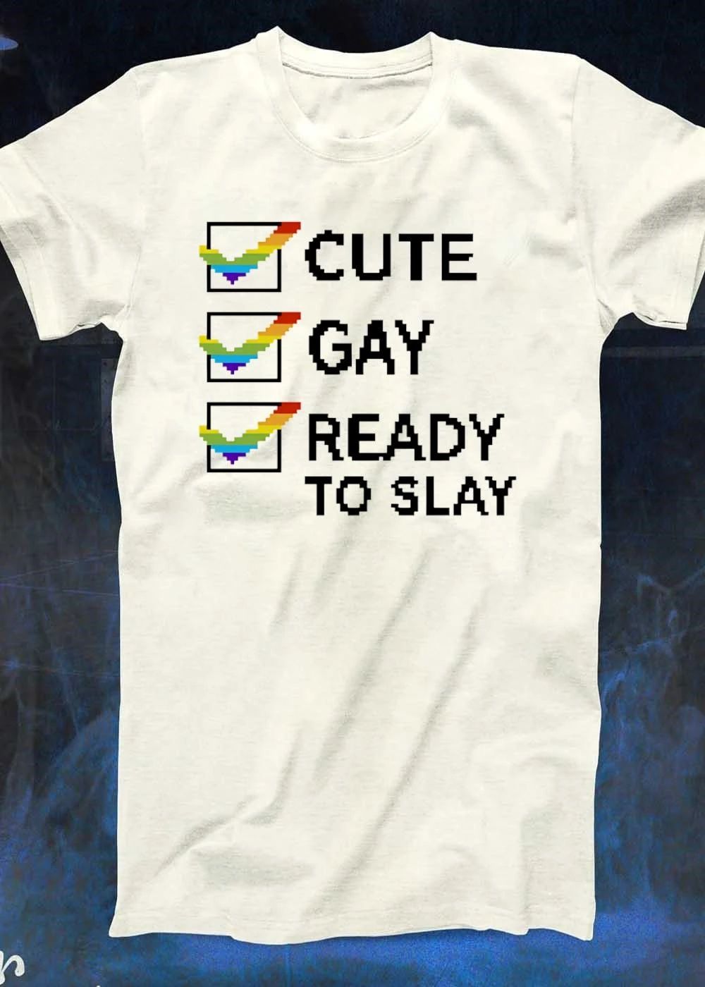 Cute Gay Ready to Slay Checkbox Pixel Art T-Shirt