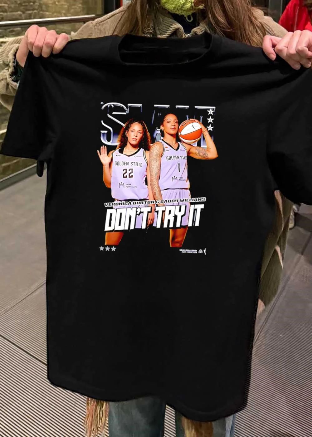 Cover Collection June July 2026 Veronica Burton and Gabby Williams Don’t Try It Golden State Shirt