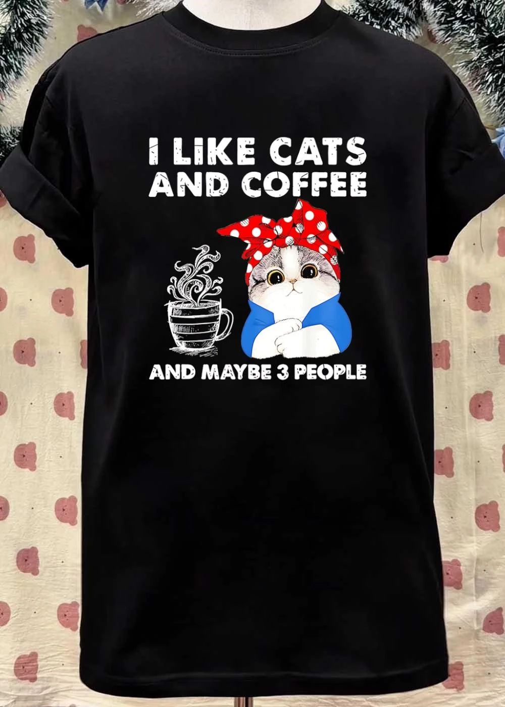 I Like Cats And Coffee And Maybe 3 People Bandana Kitten shirt