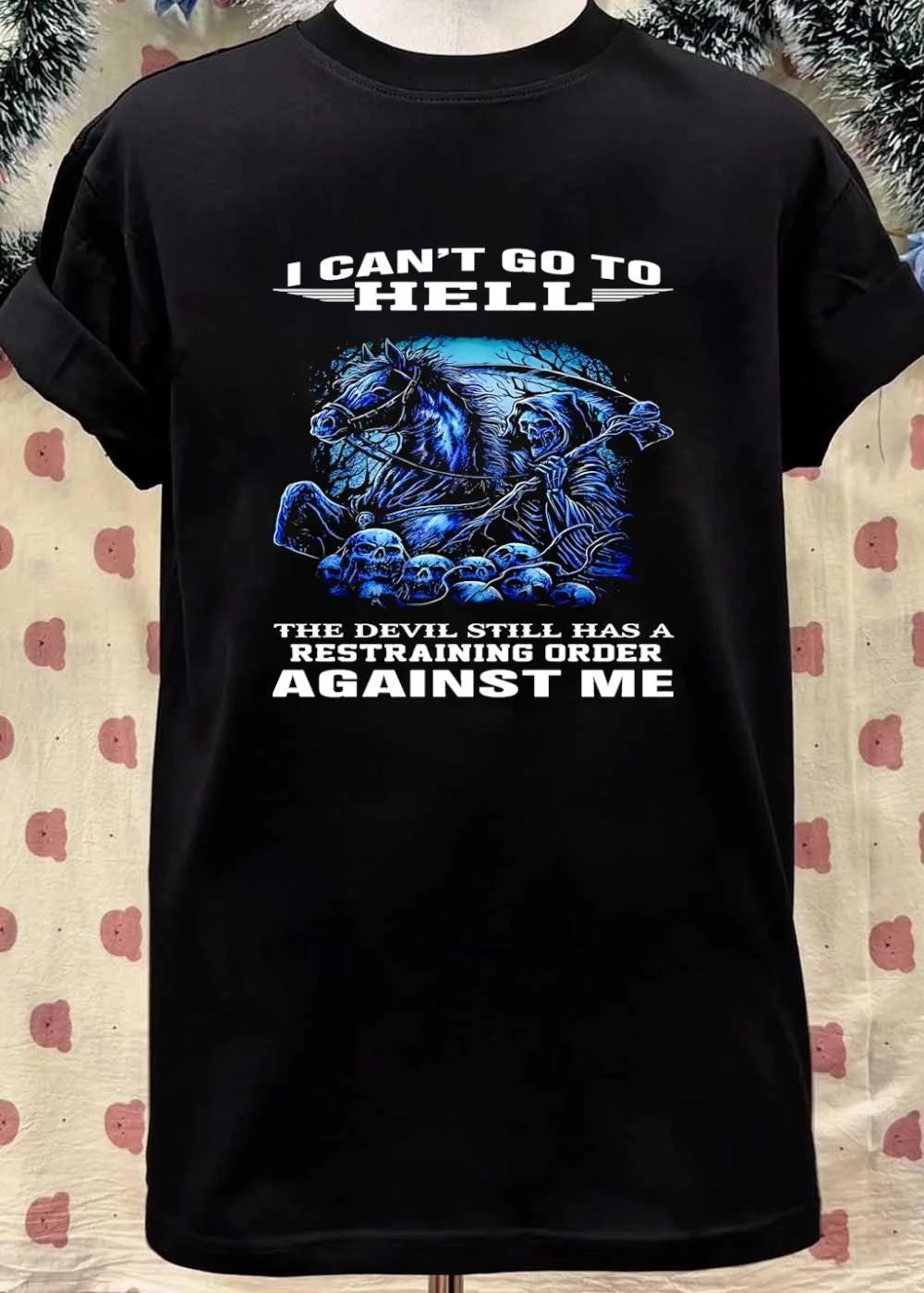 Grim Reaper Riding Horse Restraining Order Against Me T-Shirt