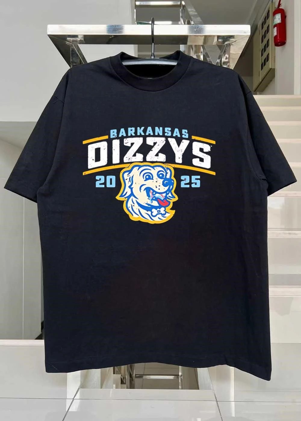 Barkansas Dizzys Dog 20 25 Playing Baseball Logo T-Shirt
