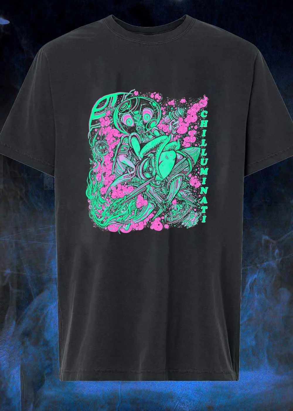 Chilluminati Neon Alien Chillum Pipe Shirt