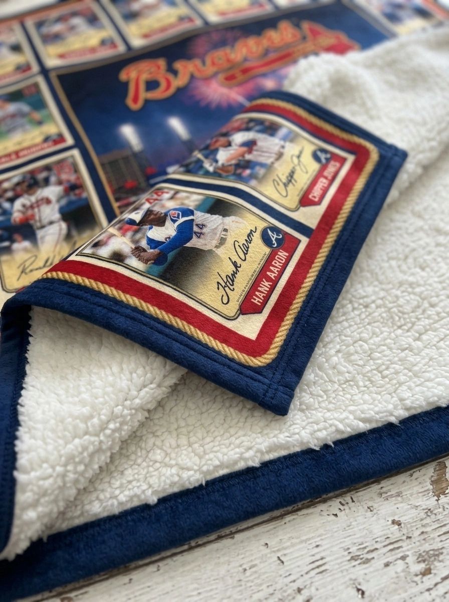 Atlanta Braves Truist Park 4x World Series Champions Legends Facsimile Signatures Fleece Throw Blanket