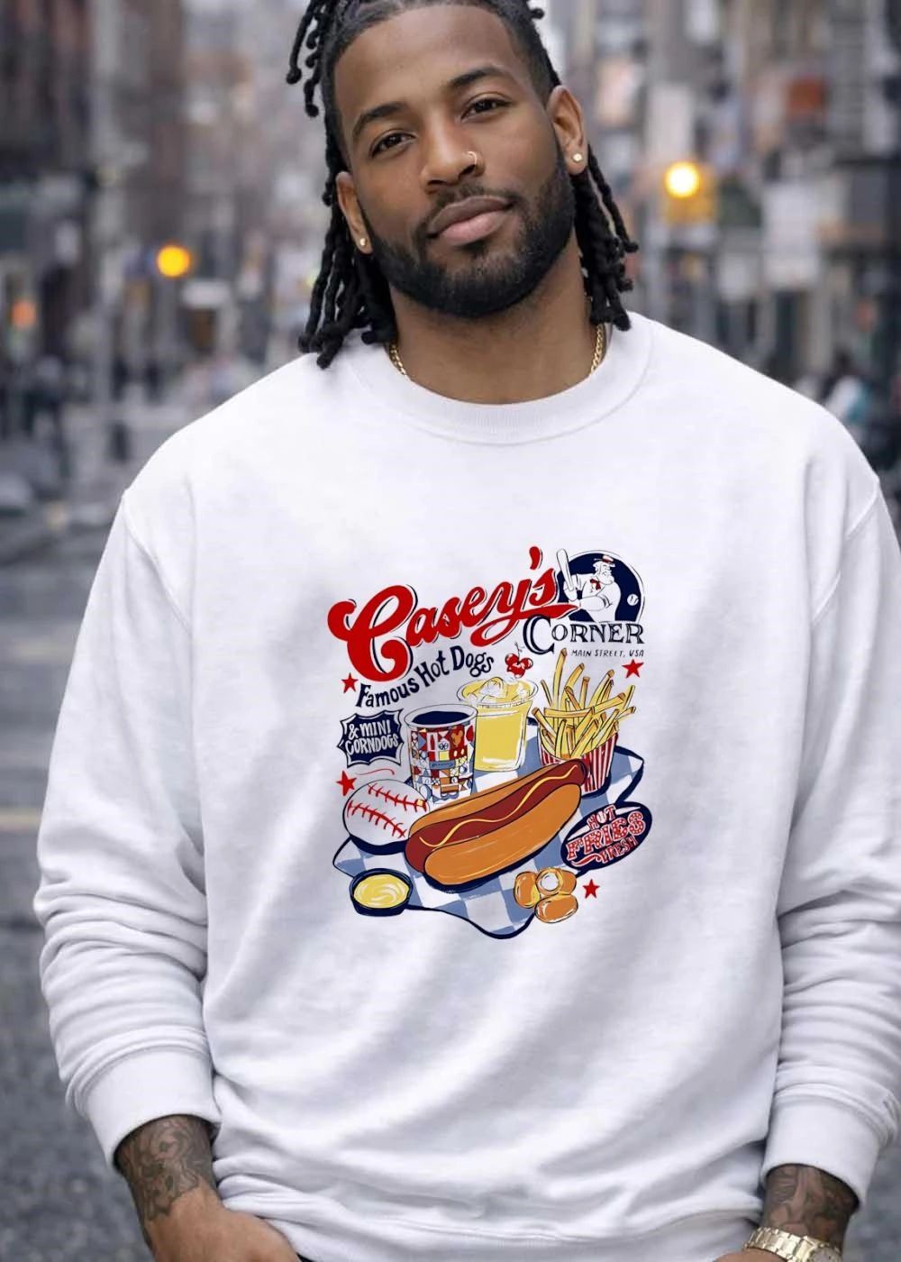 Casey’s Corner Famous Hot Dogs Baseball Player Shirt