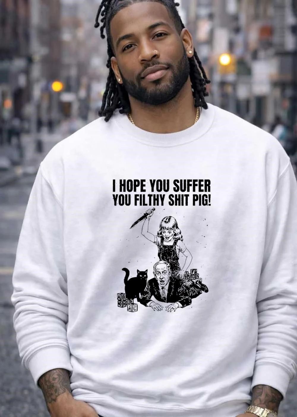 I Hope You Suffer You Filthy Shit Pig Girl Stabbing Benjamin Netanyahu T-Shirt