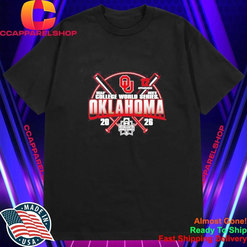 Oklahoma Sooners crossed bats 12 appearances NCAA Mens College World Series 2026 Shirt