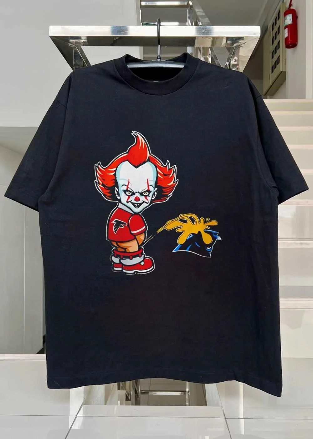 Atlanta Falcons Pennywise Urinating on Carolina Panthers Shirt