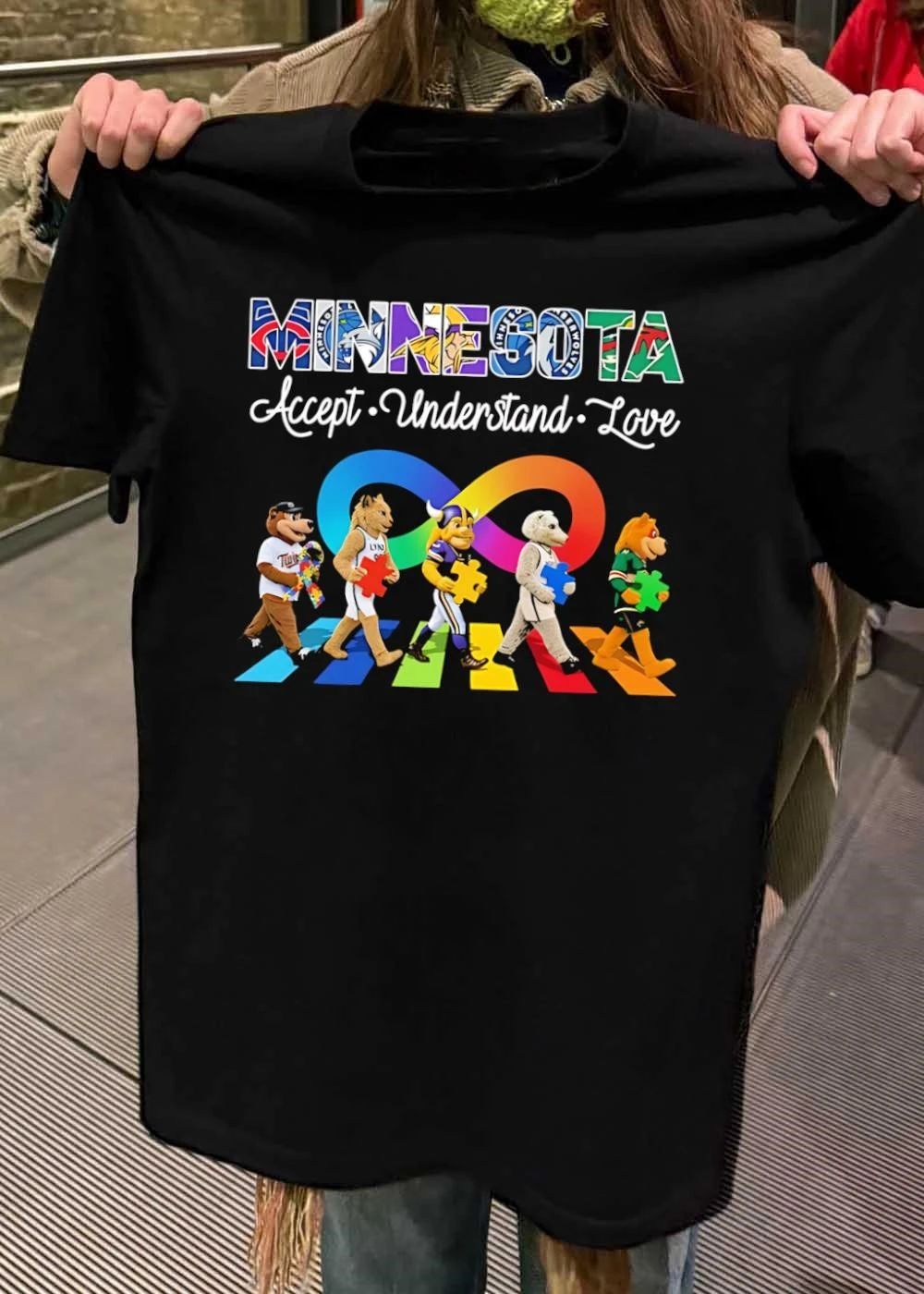Minnesota Accept Understand Love Mascot Autism Awareness T-Shirt
