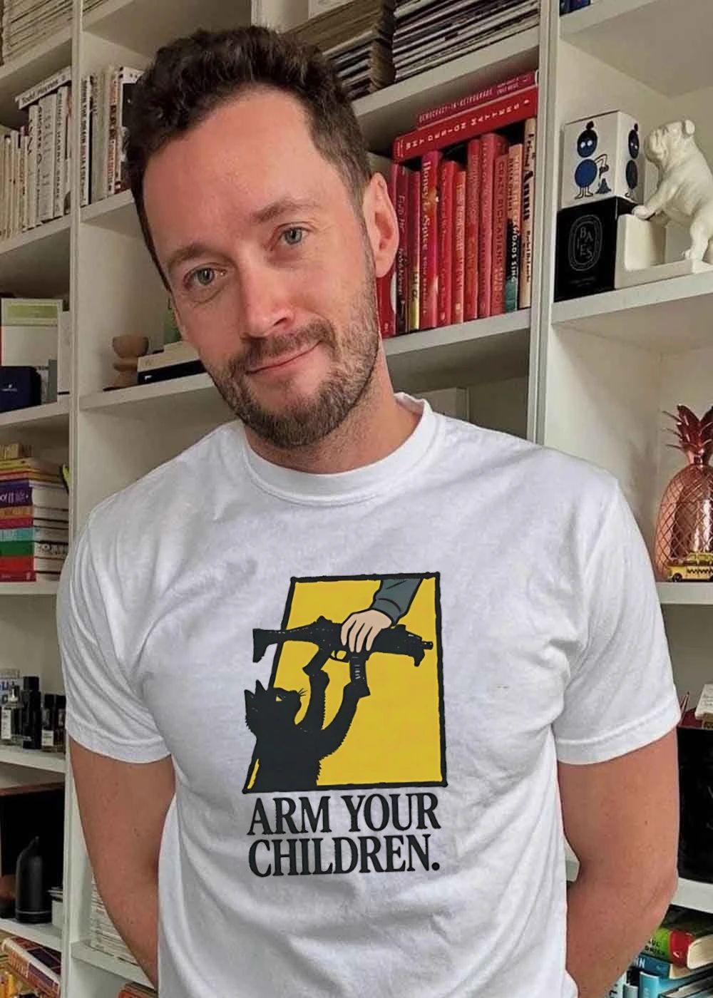 Arm Your Children Black Cat Holding A Gun shirt