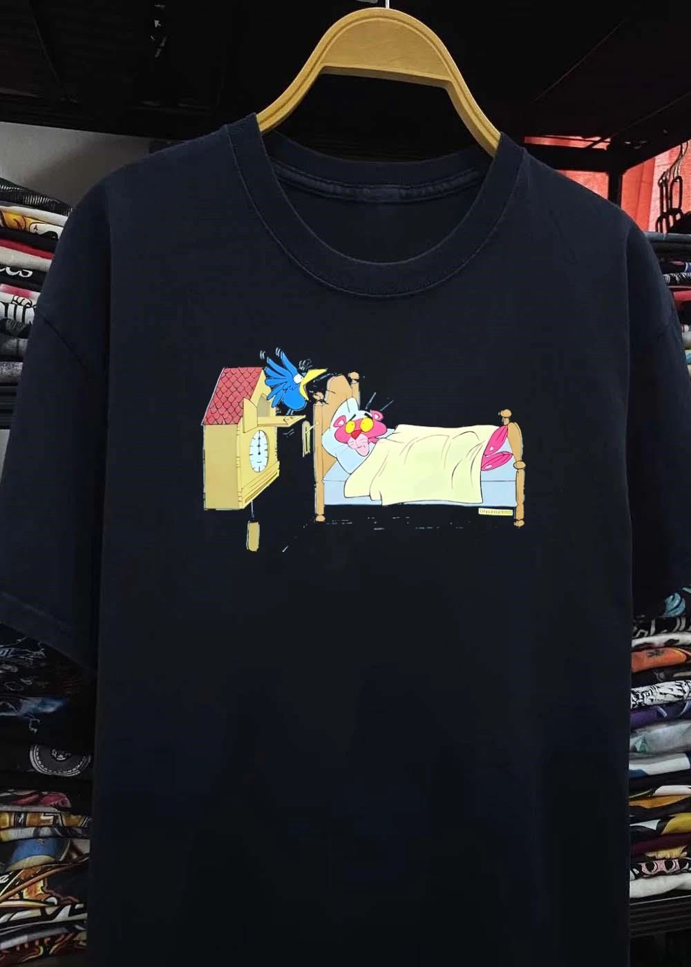 Onlyretro Pink Panther Waking up to a Cuckoo Clock T-Shirt