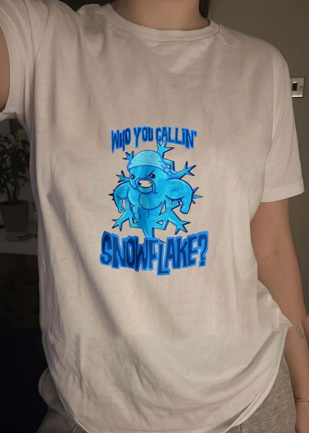 Angry Buff Frozen Ice Crystal Character Who You Callin Snowflake T-Shirt