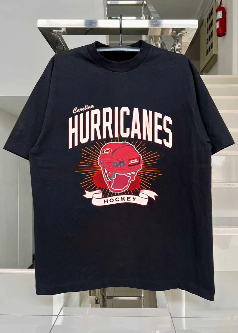 Carolina Hurricanes Hockey Red Helmet Racer shirt