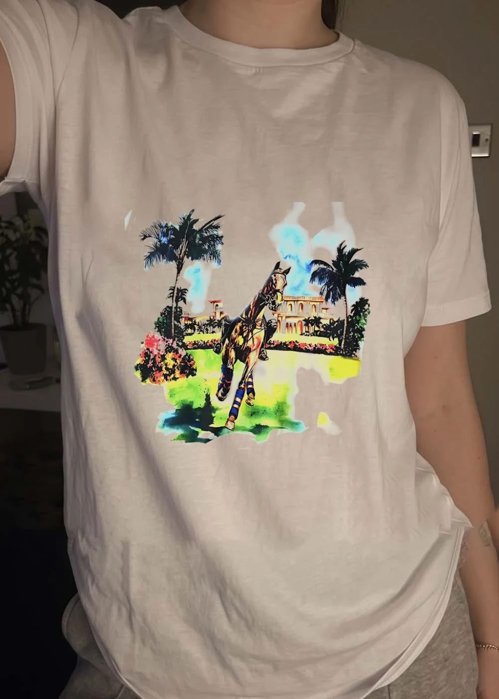 Galloping Horse Equestrian Manor Palm Trees Shirt