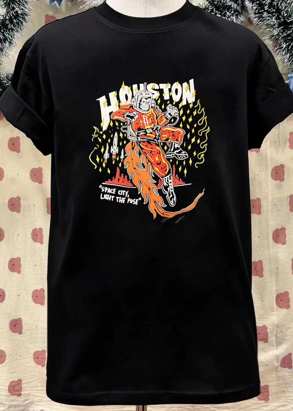 Houston Rockets Space City Light the Fuse Skeleton Astronaut Graphic shirt