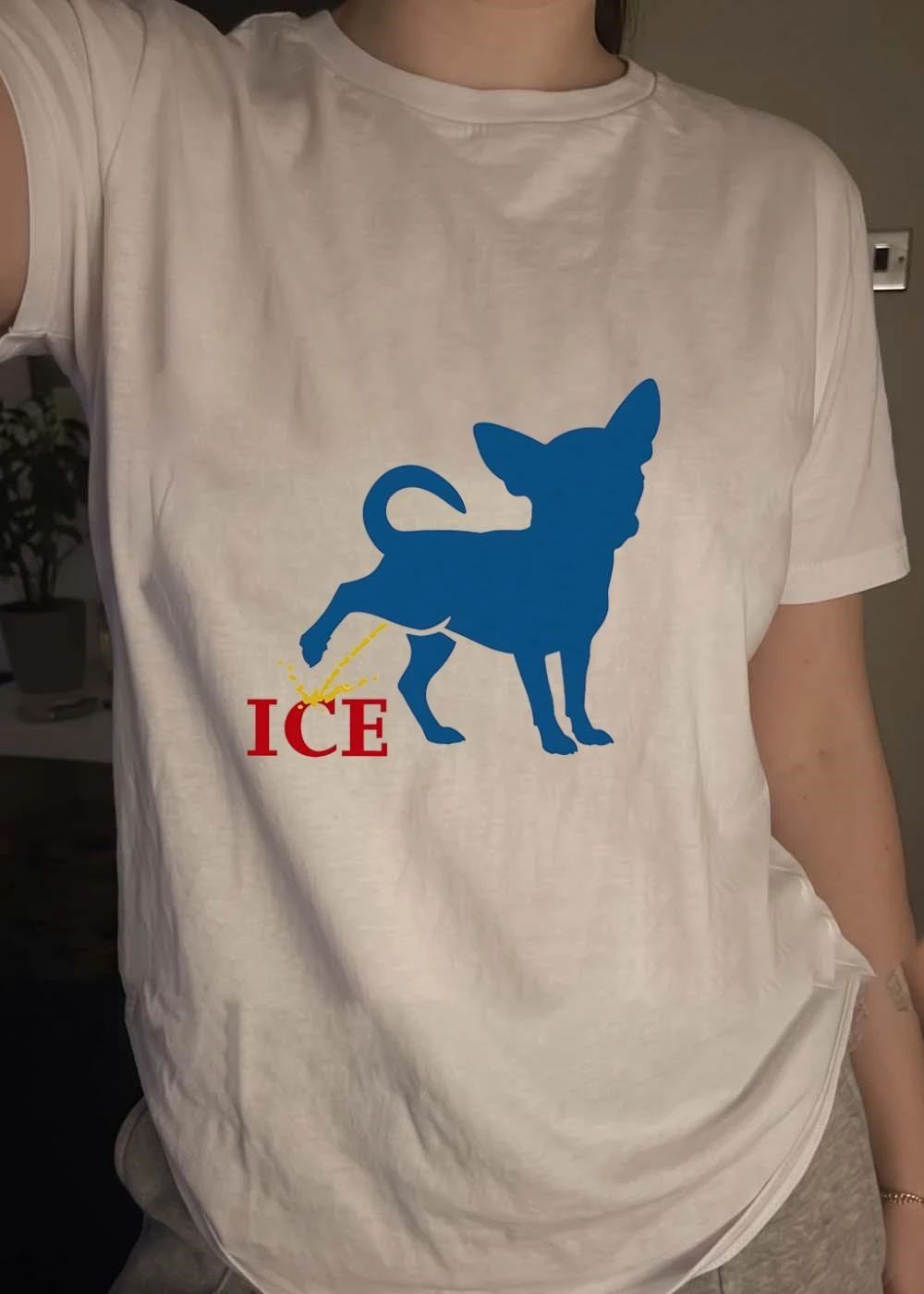 Funny Chihuahua Pissing on ICE T-Shirt