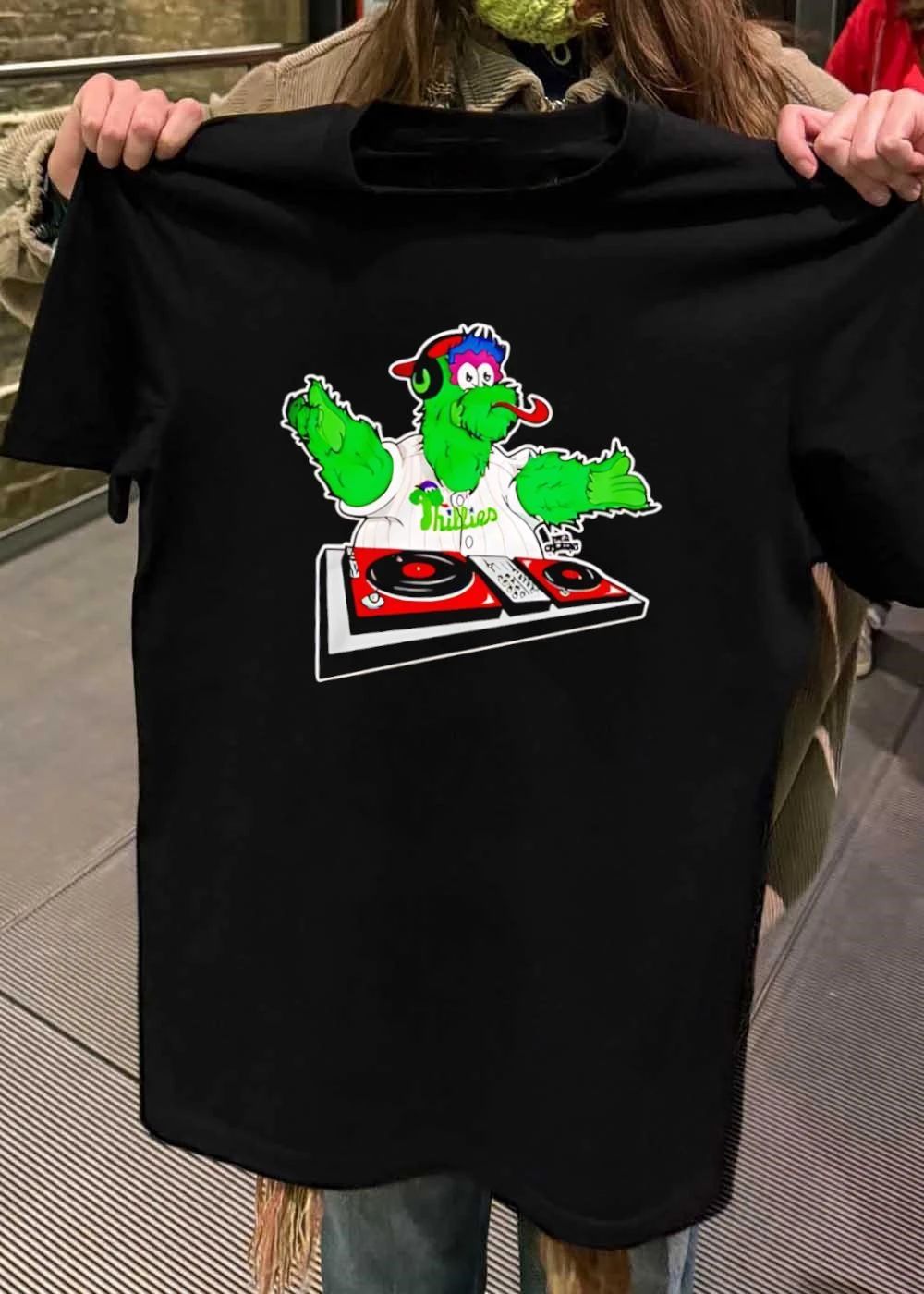 Phillie Phanatic Mascot DJ Turning Records Philadelphia Baseball shirt