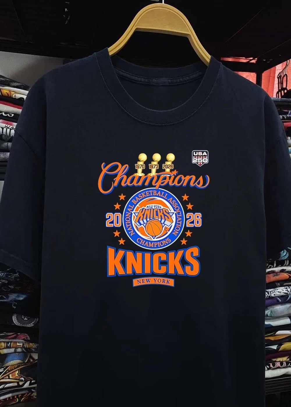 USA 250 Commemorative Champions 1970 1973 2026 National Basketball Association Knicks T-Shirt