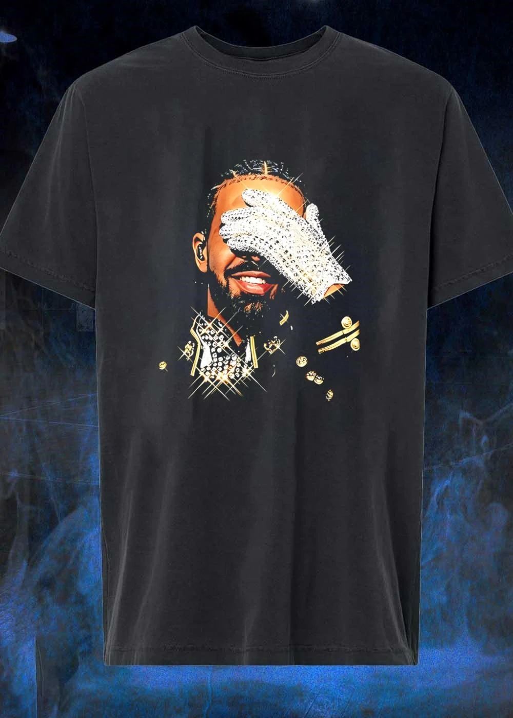 Sparkling Michael Jackson Glove Embellished Military Shirt