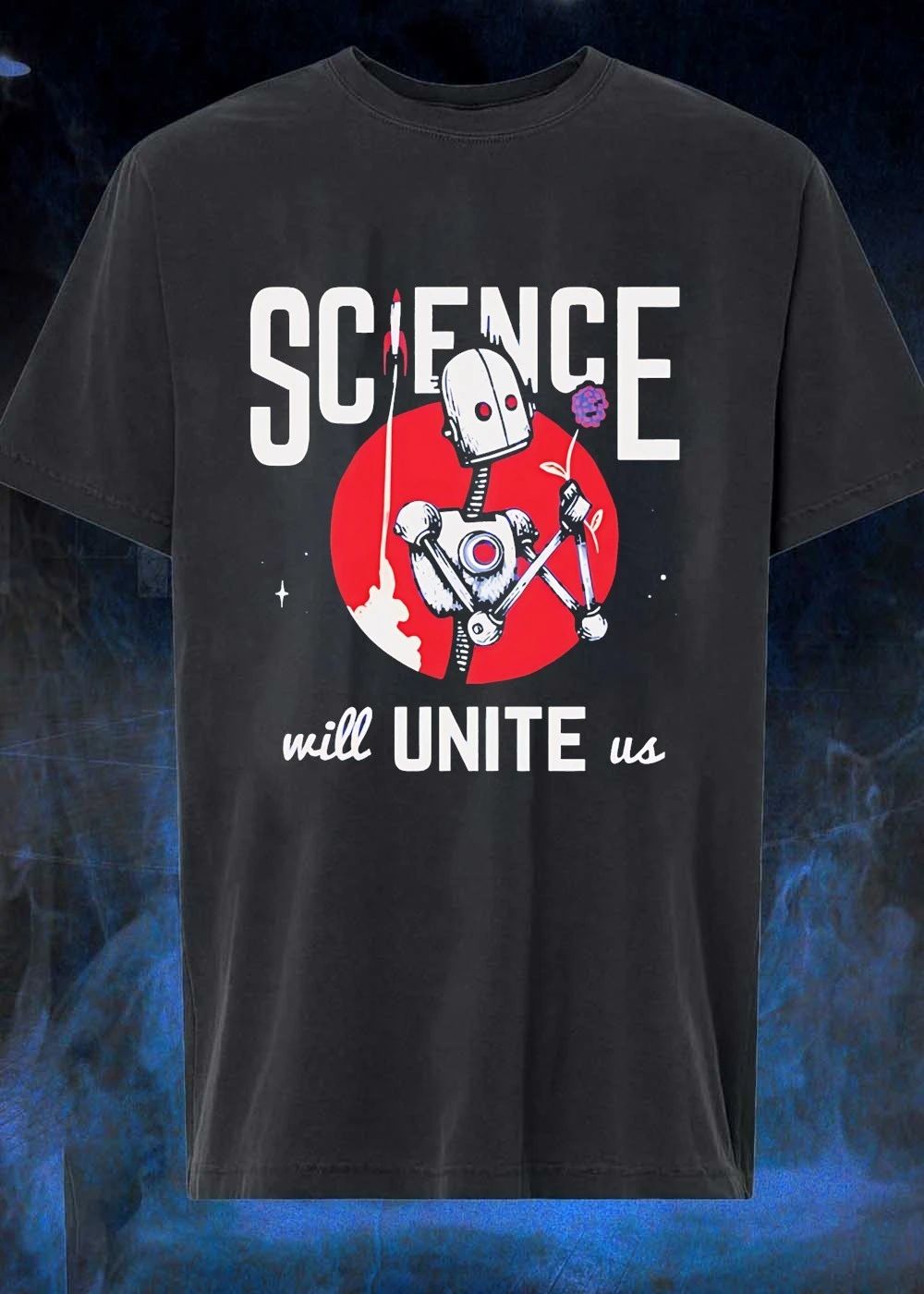 Science Will Unite Us Robot Holding Flower T-Shirt