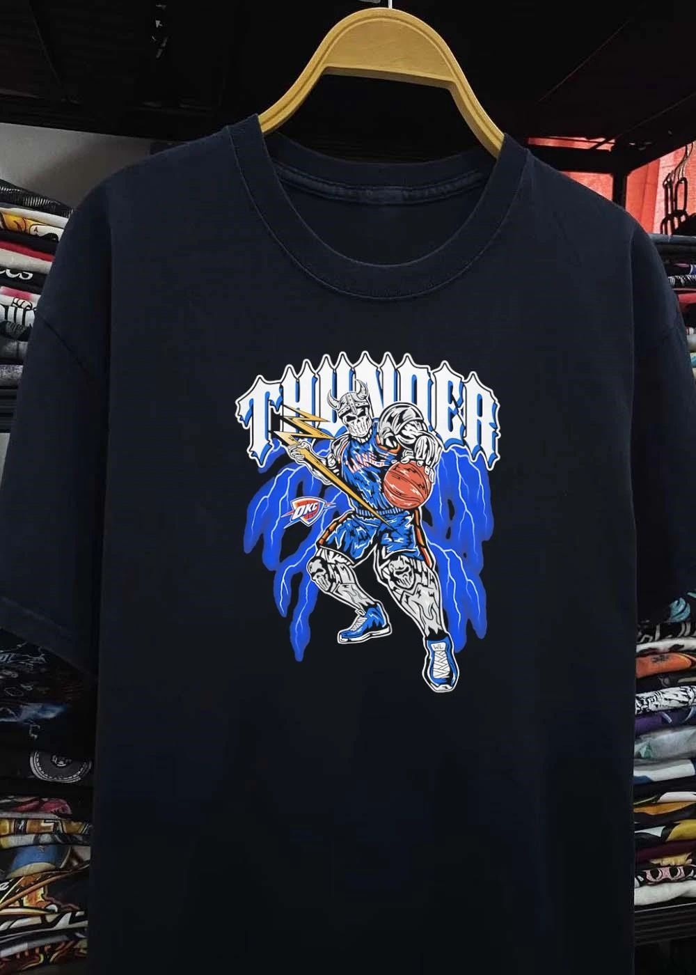 Viking Skeleton Basketball Player Oklahoma City Thunder NBA THUNDER OKC shirt