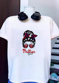 Philadelphia Phillies Girl Messy Bun Glasses shirt