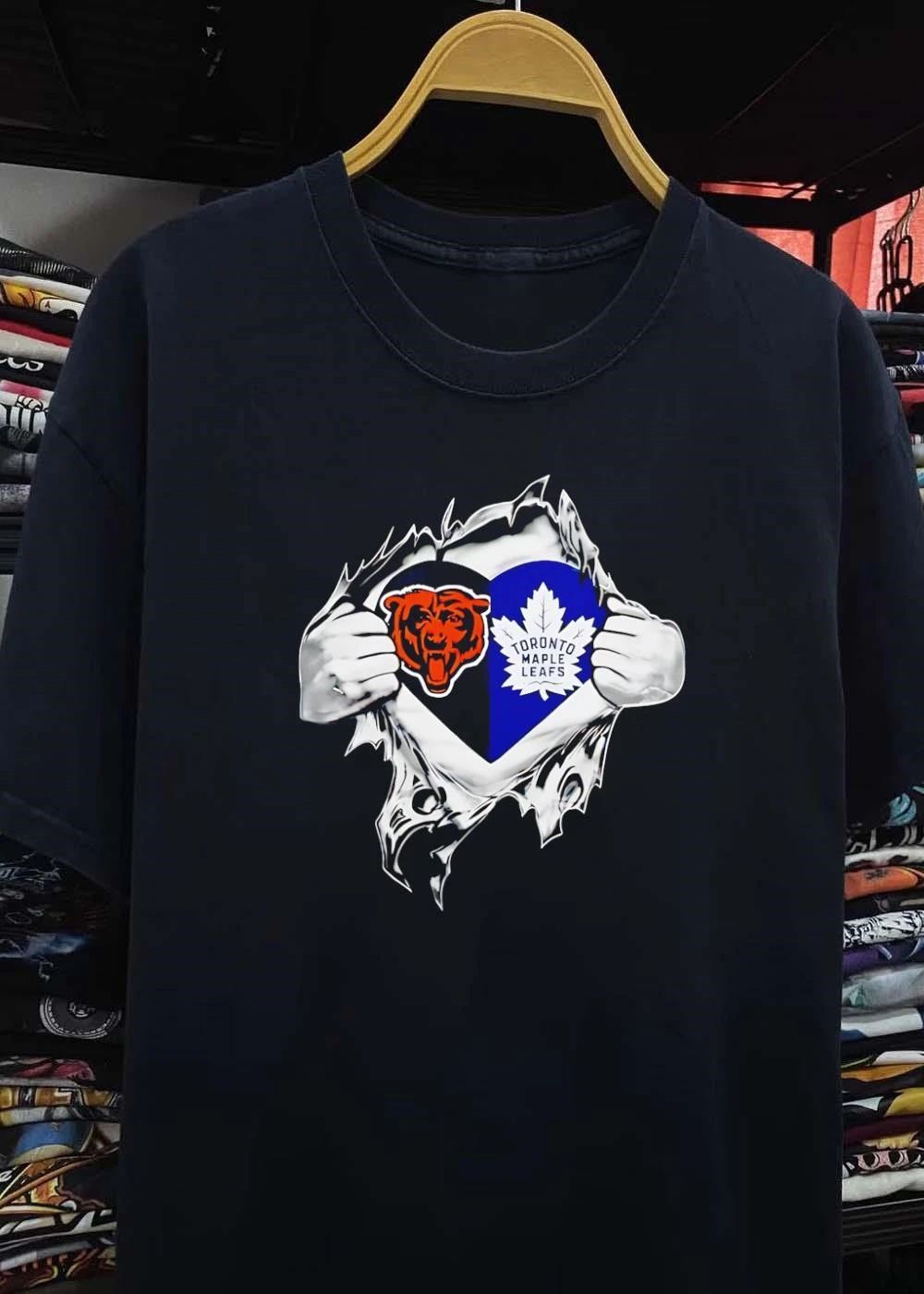 Bears Toronto Maple Leafs Heart Ripping Open Shirt