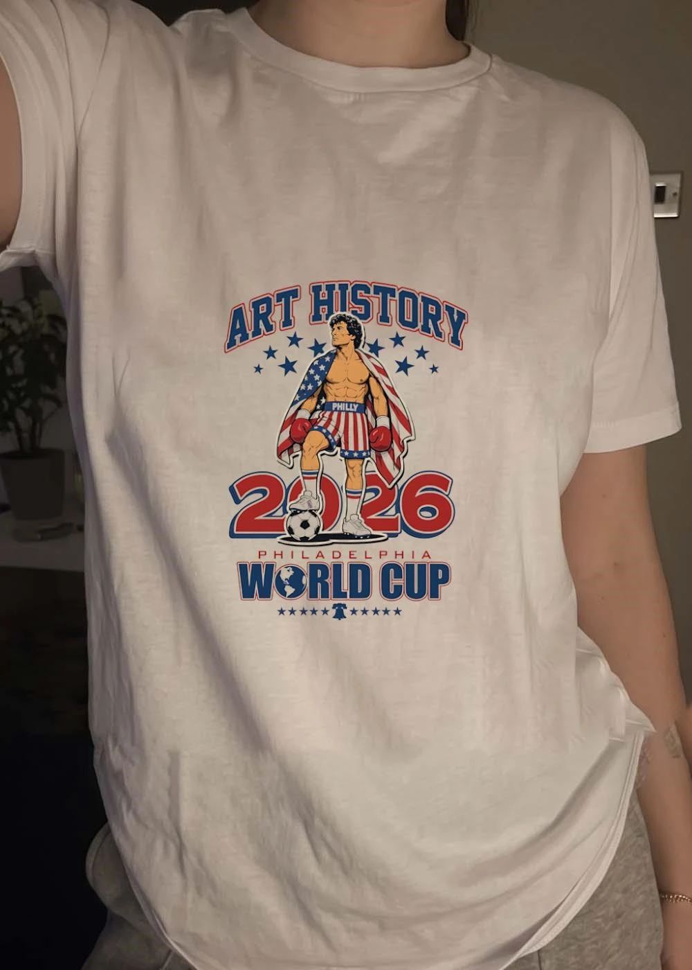 Rocky Balboa Standing on Soccer Ball Philadelphia 2026 Art History World Cup Shirt
