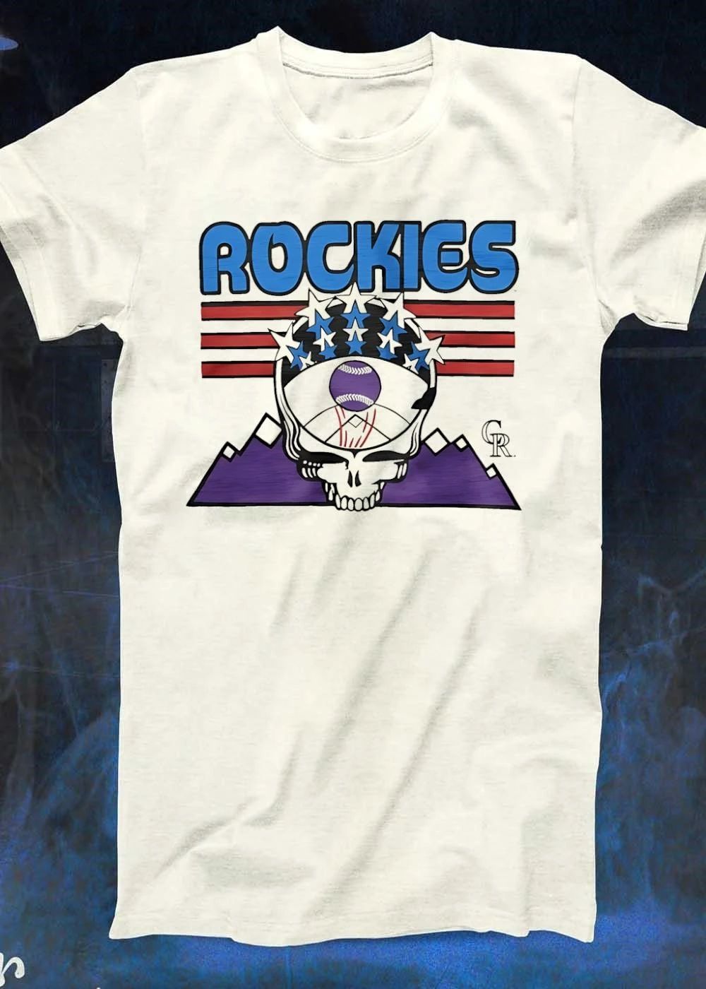 CR Rockies Skull Grateful Dead Baseball T-Shirt