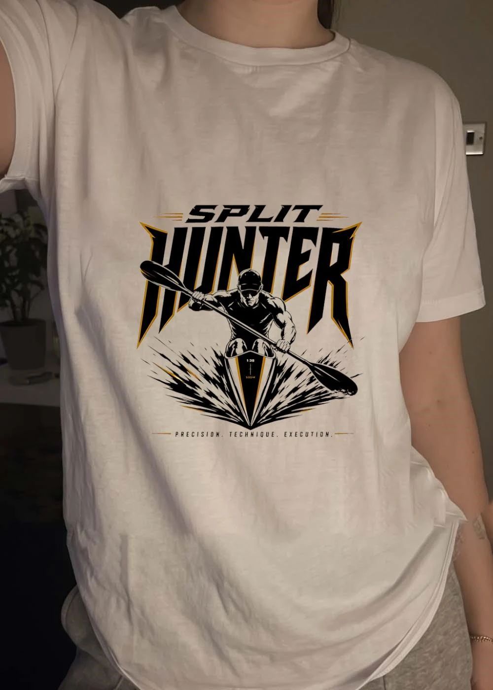 Split Hunter Kayaking Sprint Athlete Precision Technique Execution 2026 Competition T-Shirt