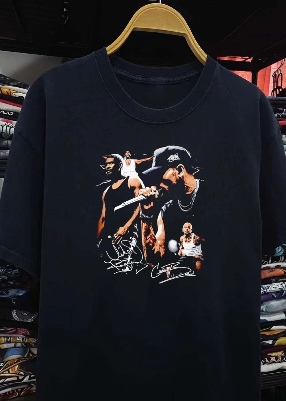 Usher and Chris Brown Singing Concert Posters Signature Music T-Shirt