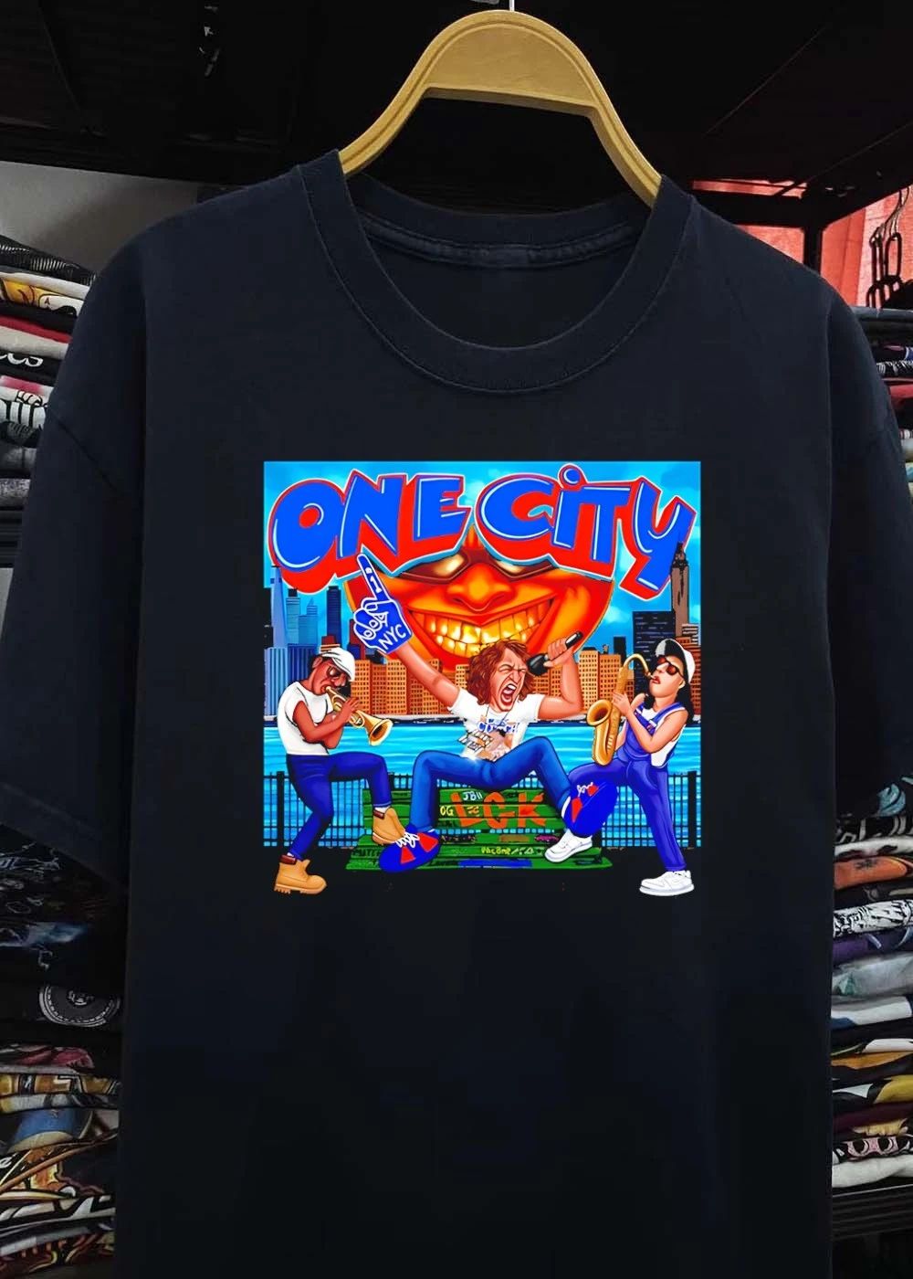 One City Three Musicians Performing on a Bench NYC Shirt