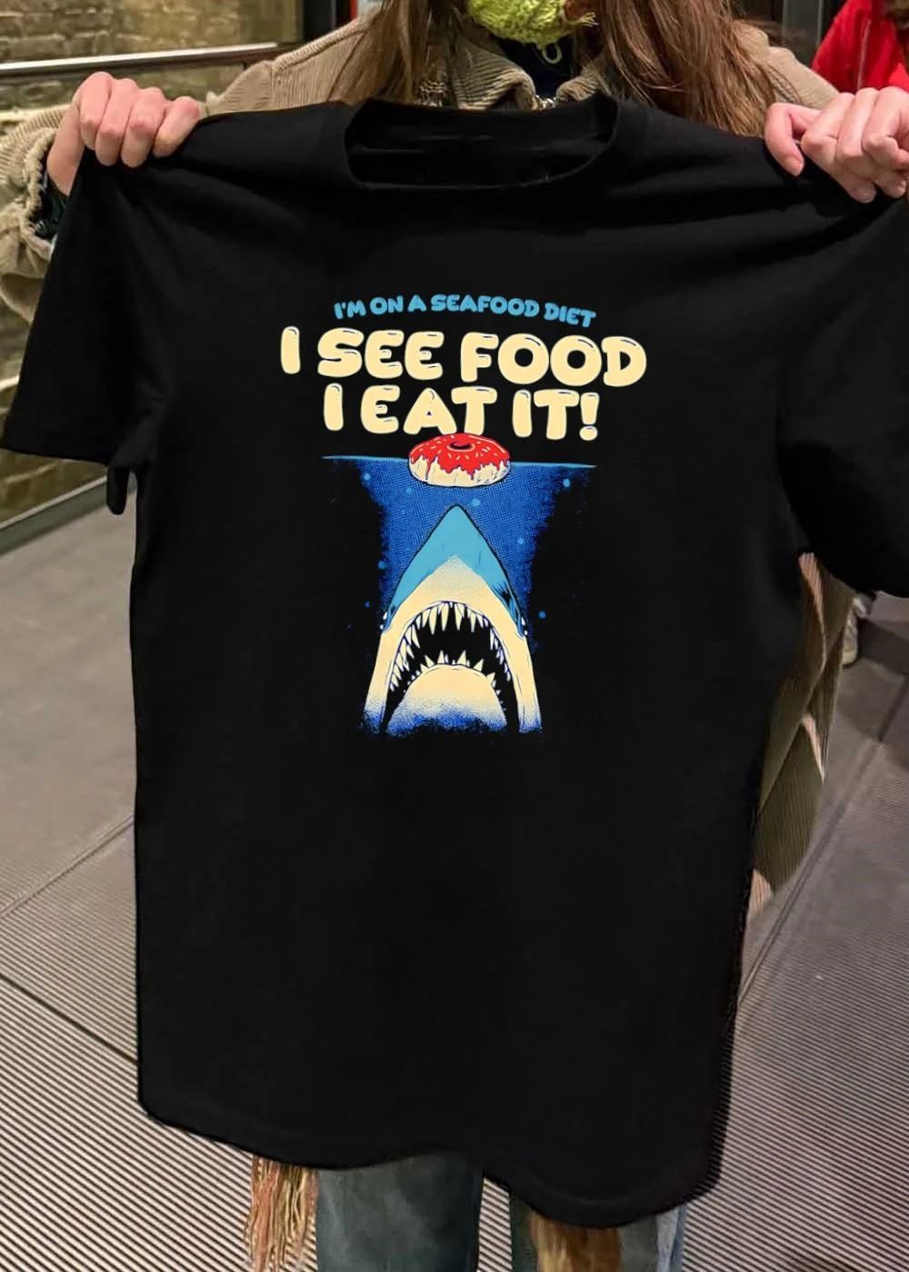 Seafood Diet I See Food I Eat It Shark Donut Shirt