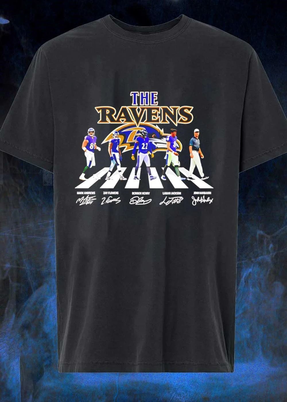 The Ravens Abbey Road Mark Andrews Zay Flowers Derrick Henry signatures shirt