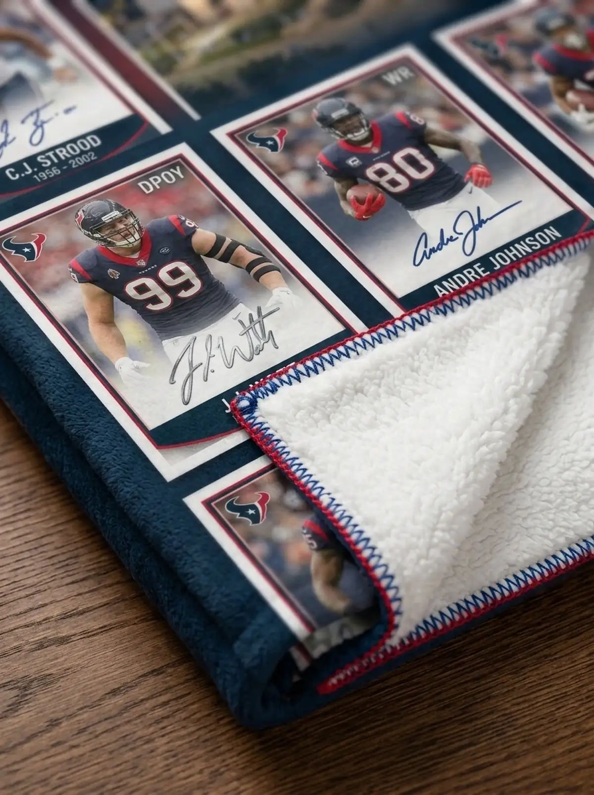 Houston Texans NRG Stadium H Town Made Legends Facsimile Signatures Fleece Throw Blanket