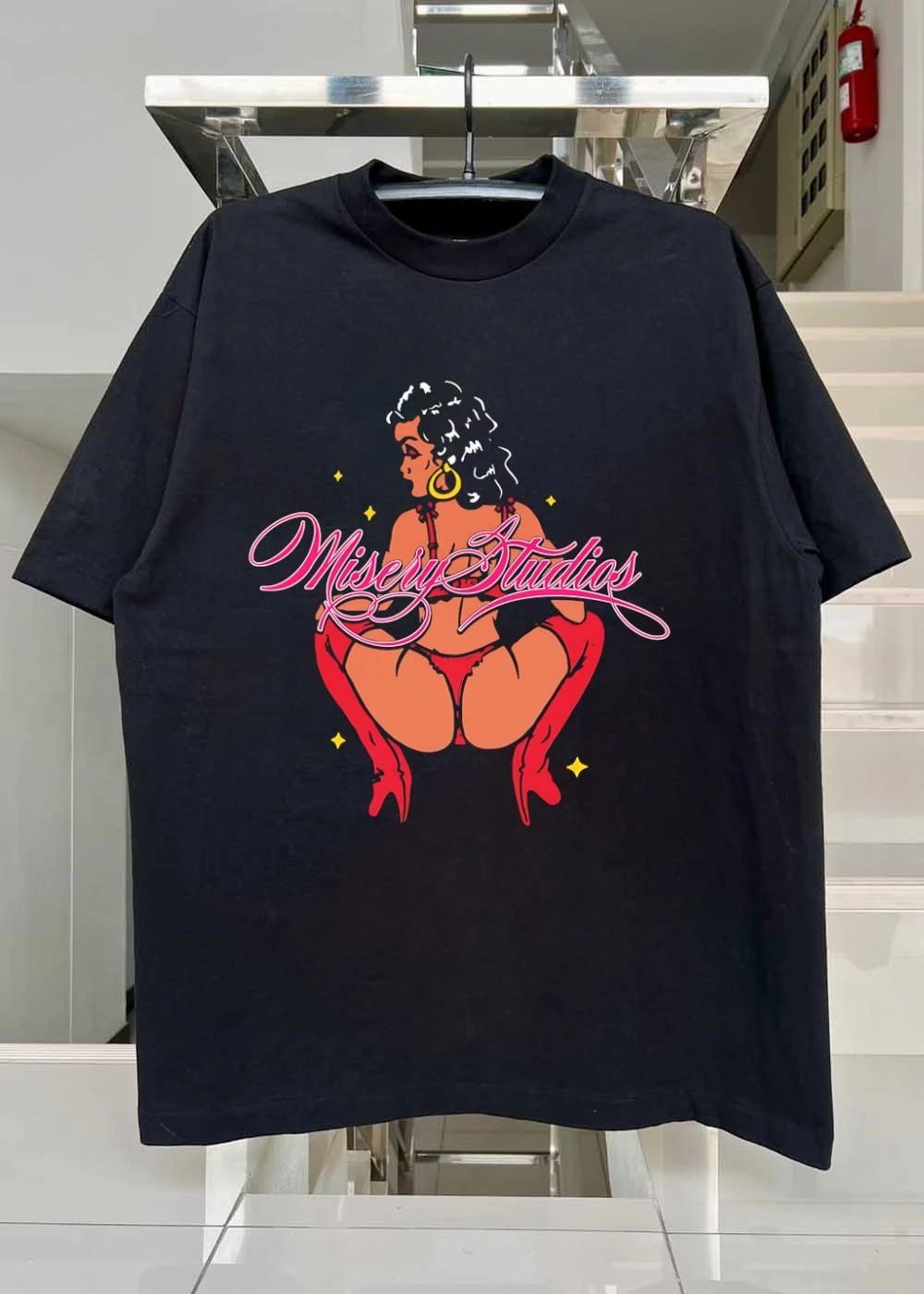 Misery Studios Woman Squatting Graphic T-Shirt